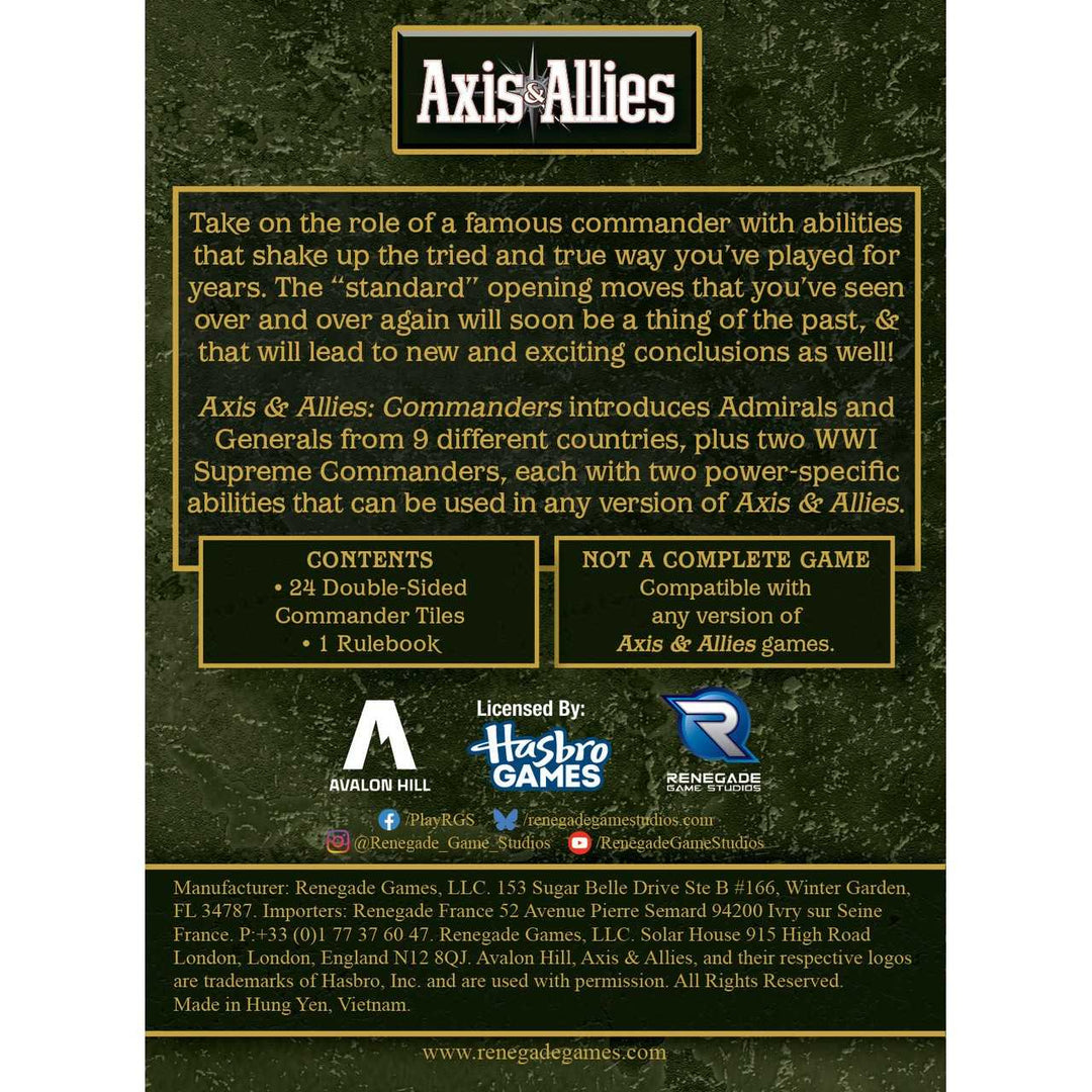 Axis and Allies Commanders Board Game Accessory
