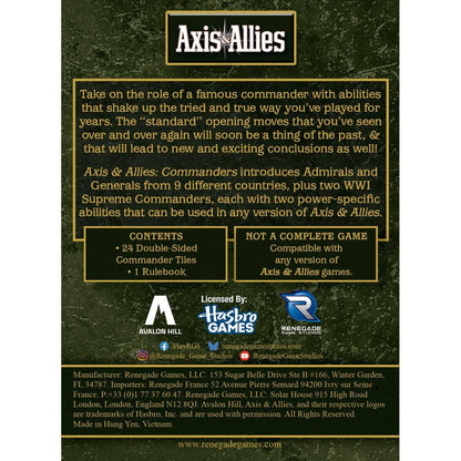 Axis and Allies Commanders Board Game Accessory