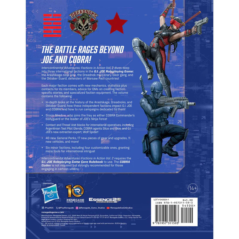 G.I. JOE Roleplaying Game Intercontinental Adventures Factions in Action Vol 2 Sourcebook
