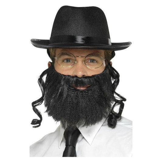 Rabbi Kit Adult Black Hat Grey Beard Glasses 2