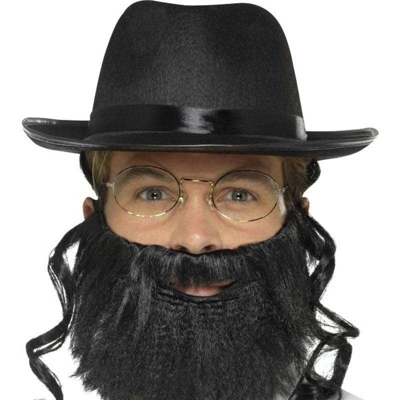 Rabbi Kit Adult Black Hat Grey Beard Glasses_1