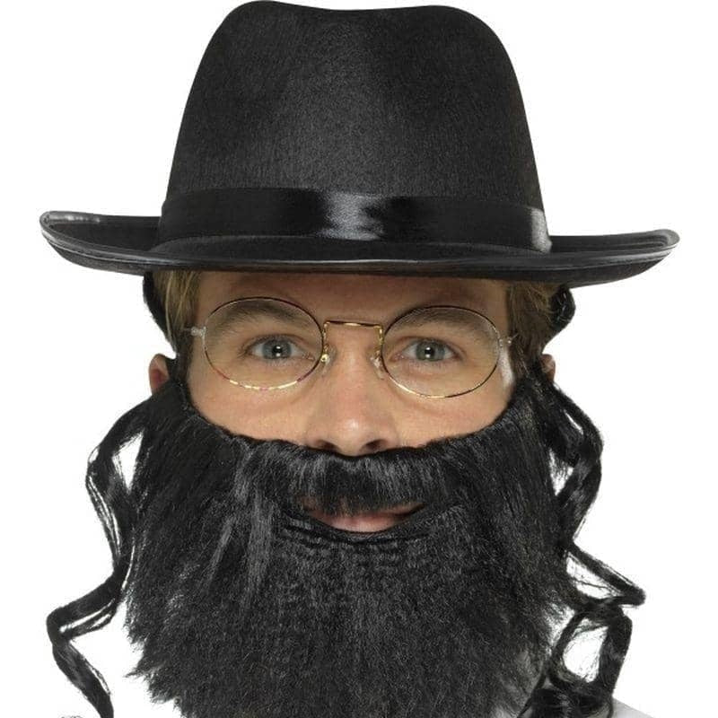 Rabbi Kit Adult Black Hat Grey Beard Glasses 1