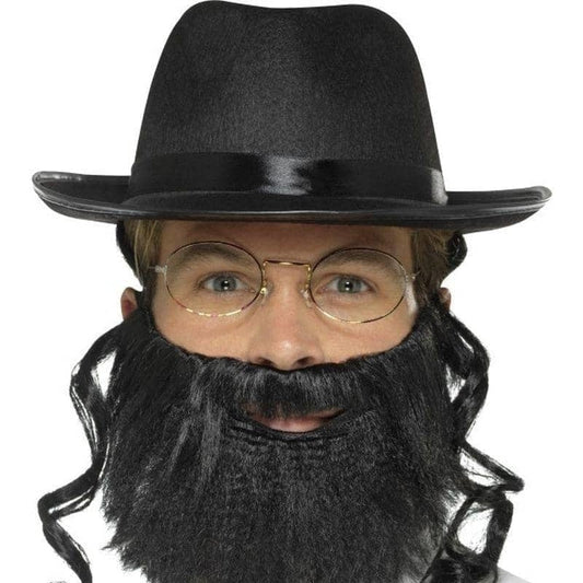 Rabbi Kit Adult Black Hat Grey Beard Glasses 1