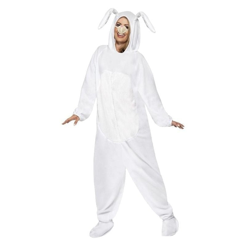 Rabbit Costume Adult White Onesie Nose Hood 4