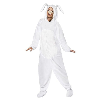 Rabbit Costume Adult White Onesie Nose Hood 4