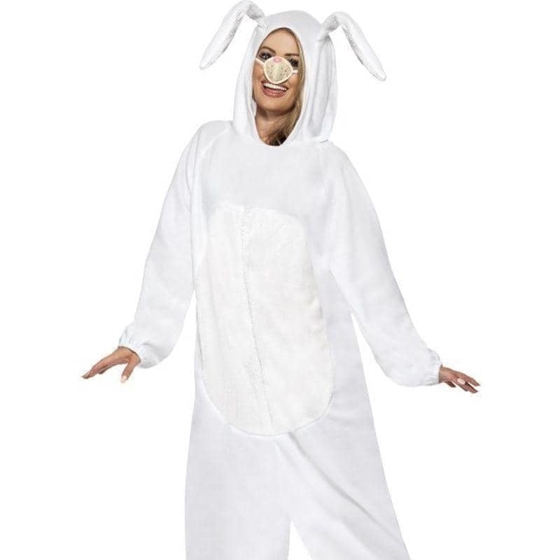 Rabbit Costume Adult White Onesie Nose Hood 1