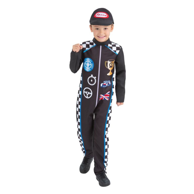 Racing Driver Costume Child Jumpsuit and Cap 1