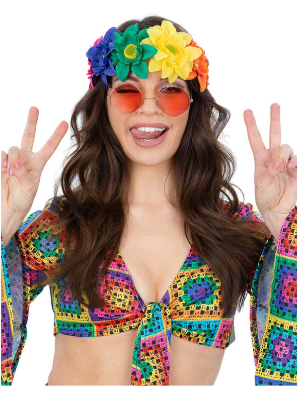 Rainbow Hippie Flower Crown 1960s Headband 1