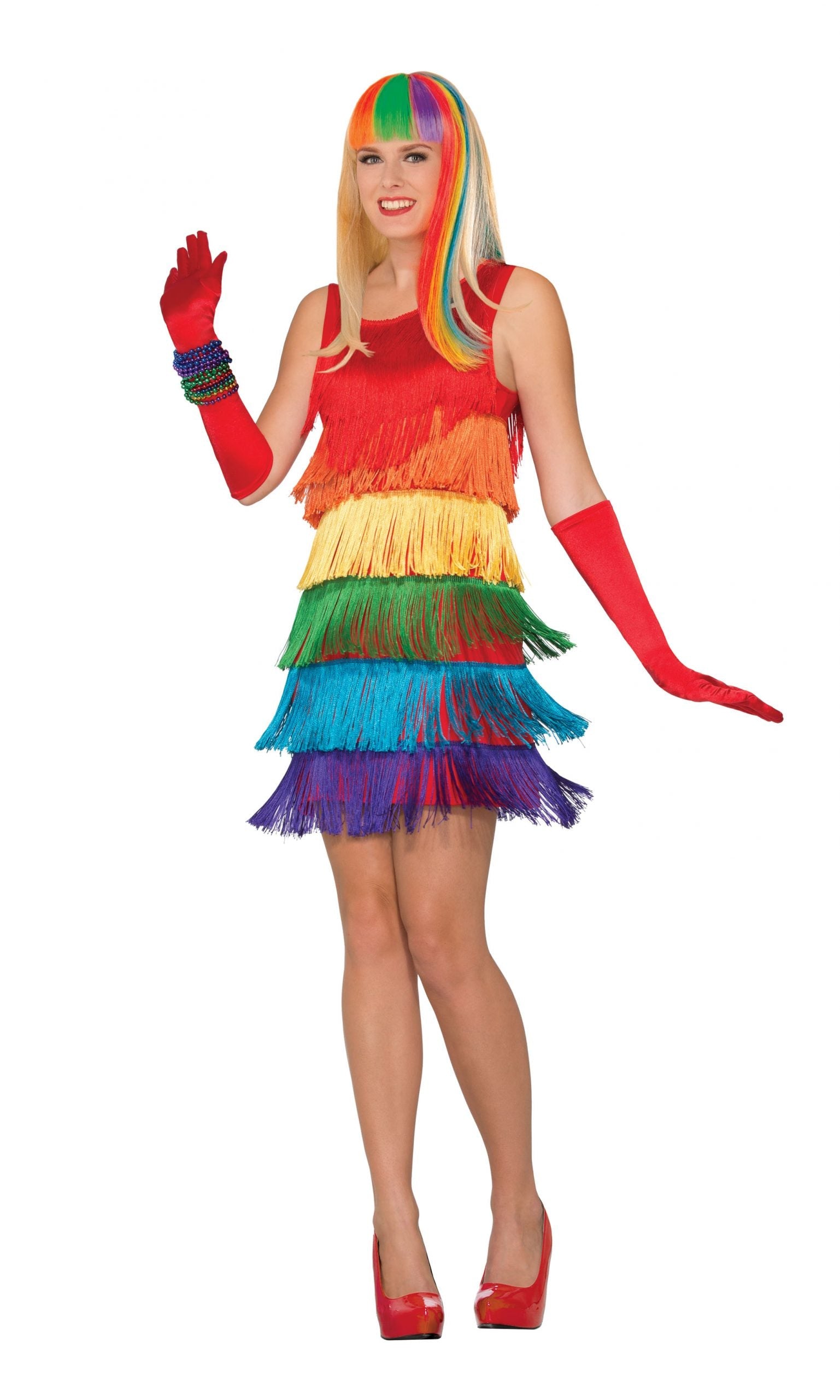 Rainbow Shimmy Flapper Adult Costume Female Uk Size 10 14 1