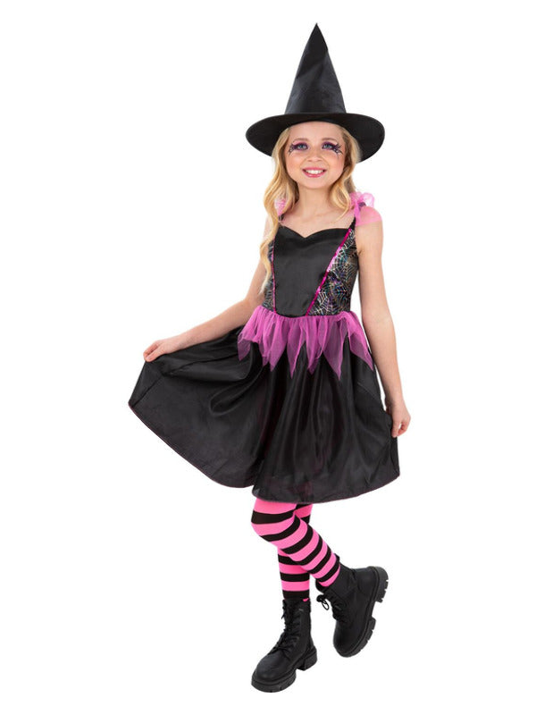 Rainbow Web Witch Costume Pink Black Dress Rainbow Web Witch Costume Pink Black Dress