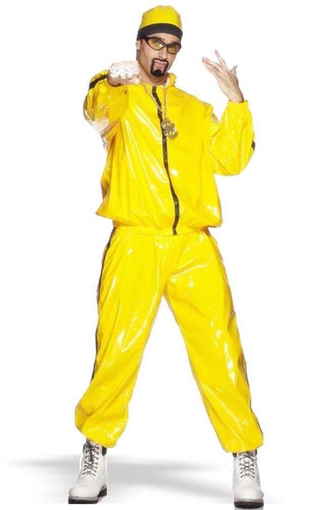 Rapper Suit Ali G Adult Yellow PVC Tracksuit_3