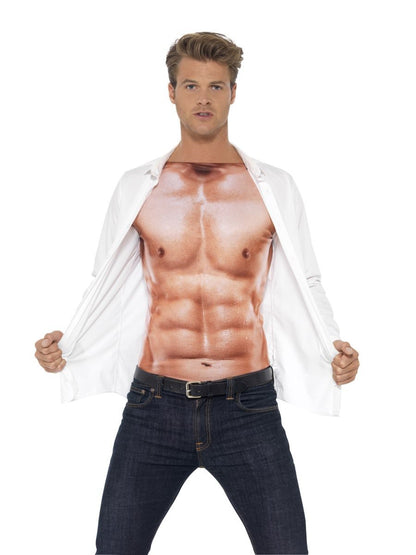 Realistic Muscle Top Adult Costume Long Sleeves Pink 3