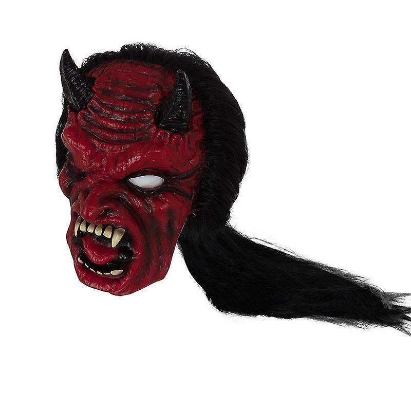 Red Devil Mask with Hair 1