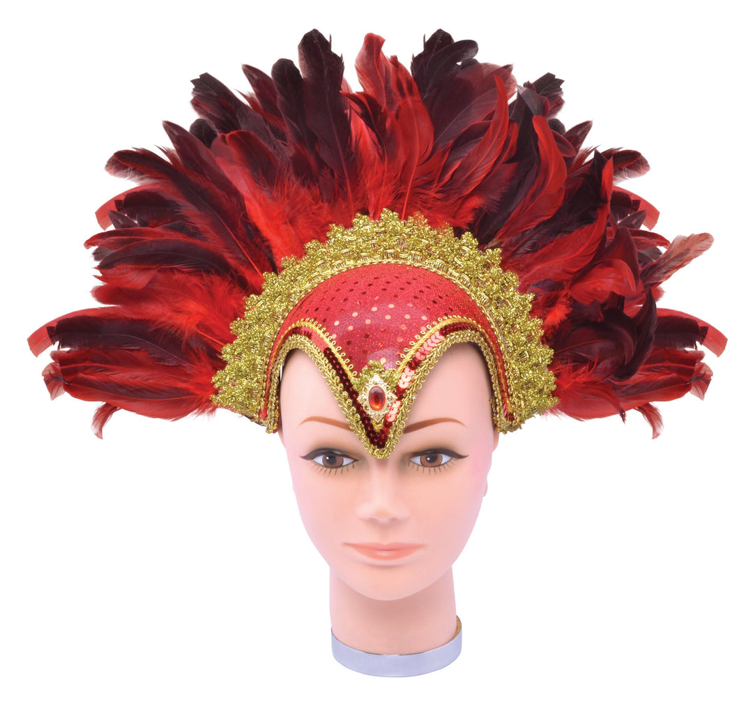 Red Feather Helmet with Gold Jewel and Plume_1
