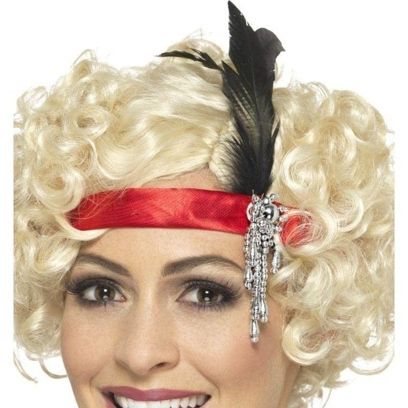 Red Satin Charleston Headband Adult 1