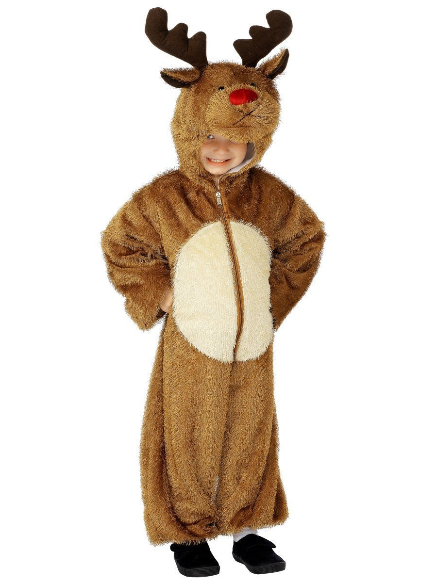 Reindeer Costume Kids Furry Brown Jumpsuit_2