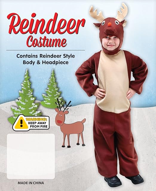 Reindeer Costume Kids Rudolf Red Nose