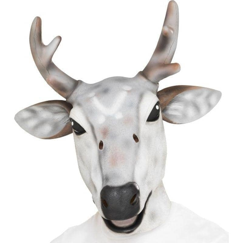 Reindeer Stag Latex Mask Adult White_1