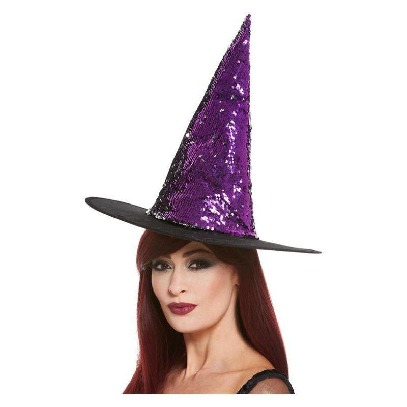 Reversible Sequin Witch Hat Purple & Black_1