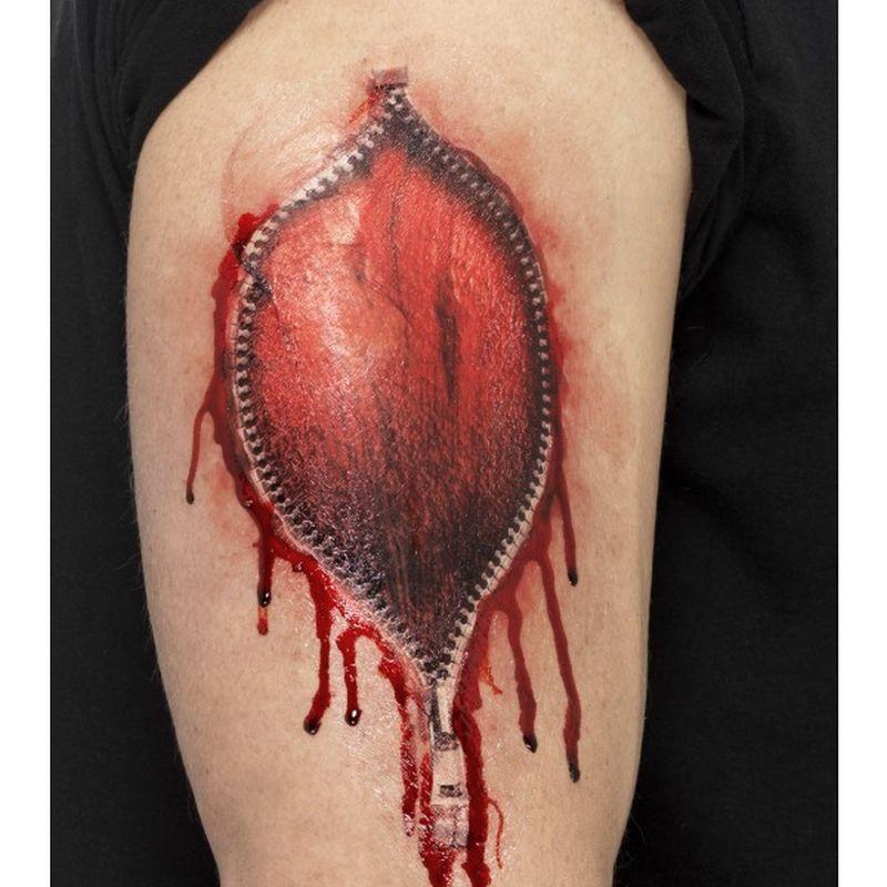 Ripped Skin Tattoo Transfer Adult Red 1