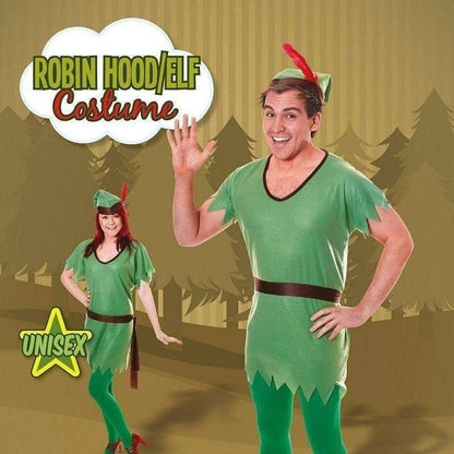 Robin Hood Elf Adult Costume Green Tunic with Hat 4