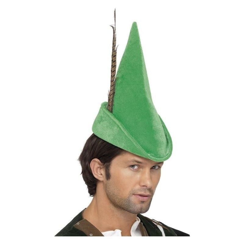 Robin Hood Hat Adult Green Feather Costume Accessory 1