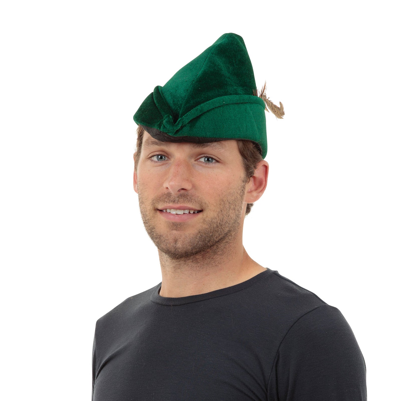 Robin Hood Hat Soft Green Felt with Feather 1