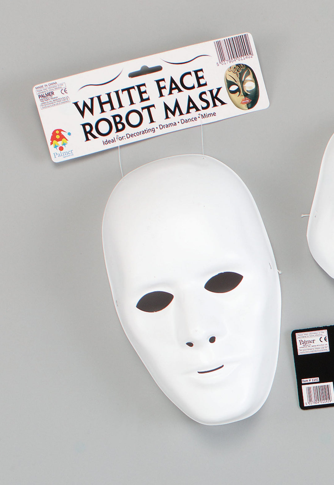 Mens Deluxe Male Face Mask White Plastic Masks Cardboard Halloween Costume_1 PM107