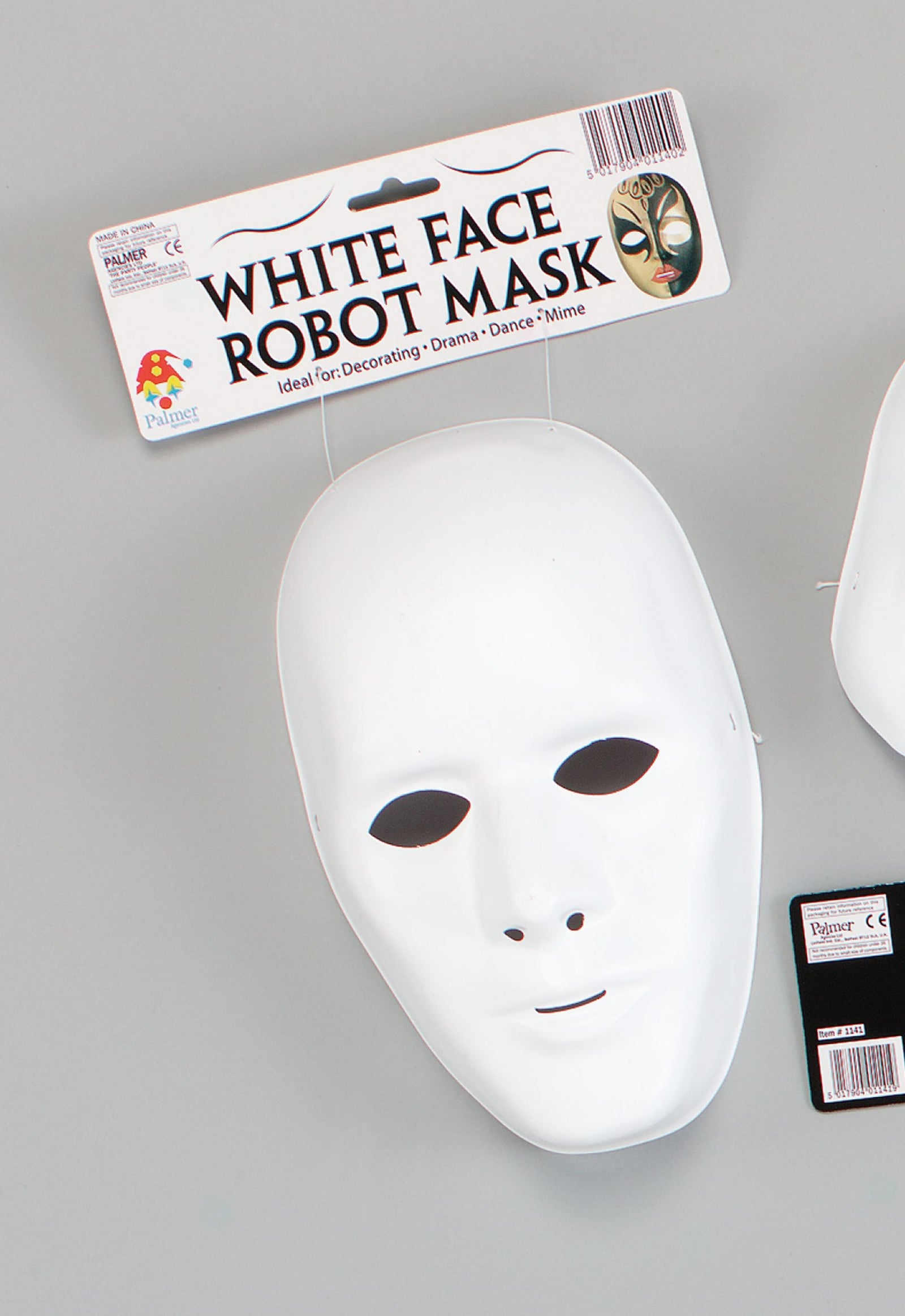 Robot Male Face Mask White Masquerade Eyemask 1