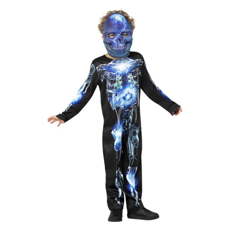Robotic Skeleton Costume Child Black Blue_1 sm-56441L
