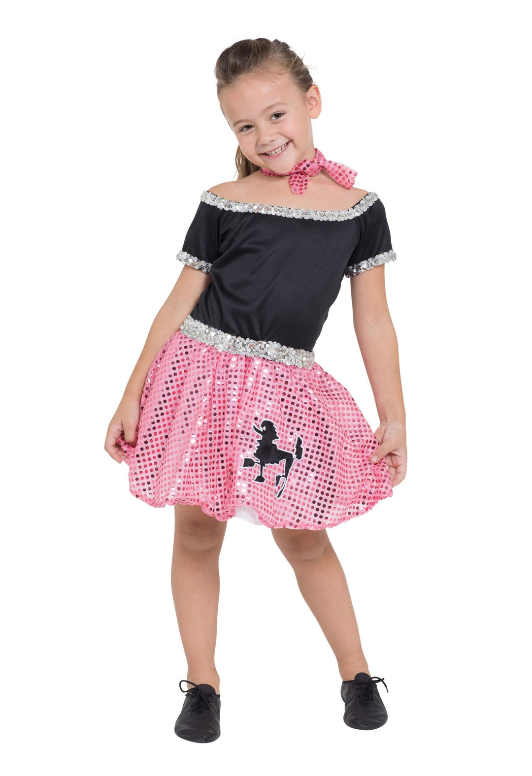 Rock and Roll Sequin Dress Pink Poodle Girl Costume_1
