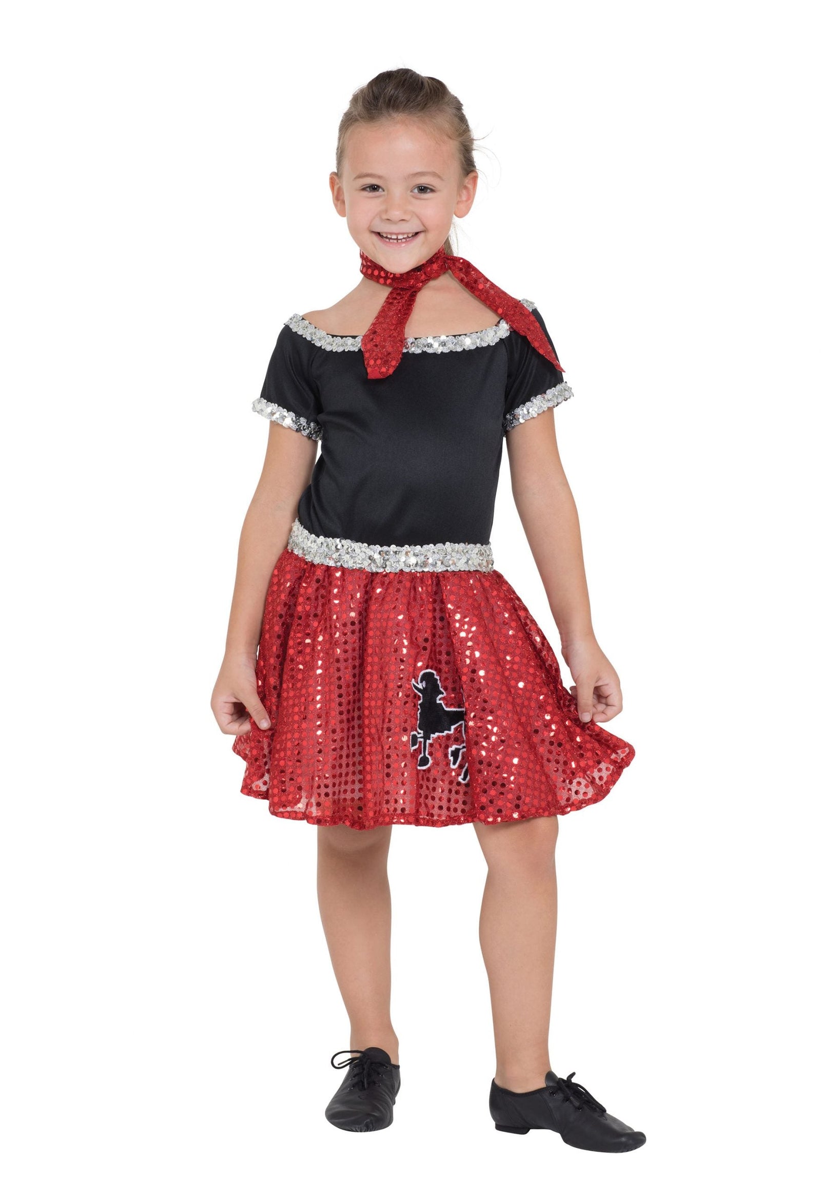 Rock and Roll Sequin Dress Red Poodle Girl 1950s Costume 1