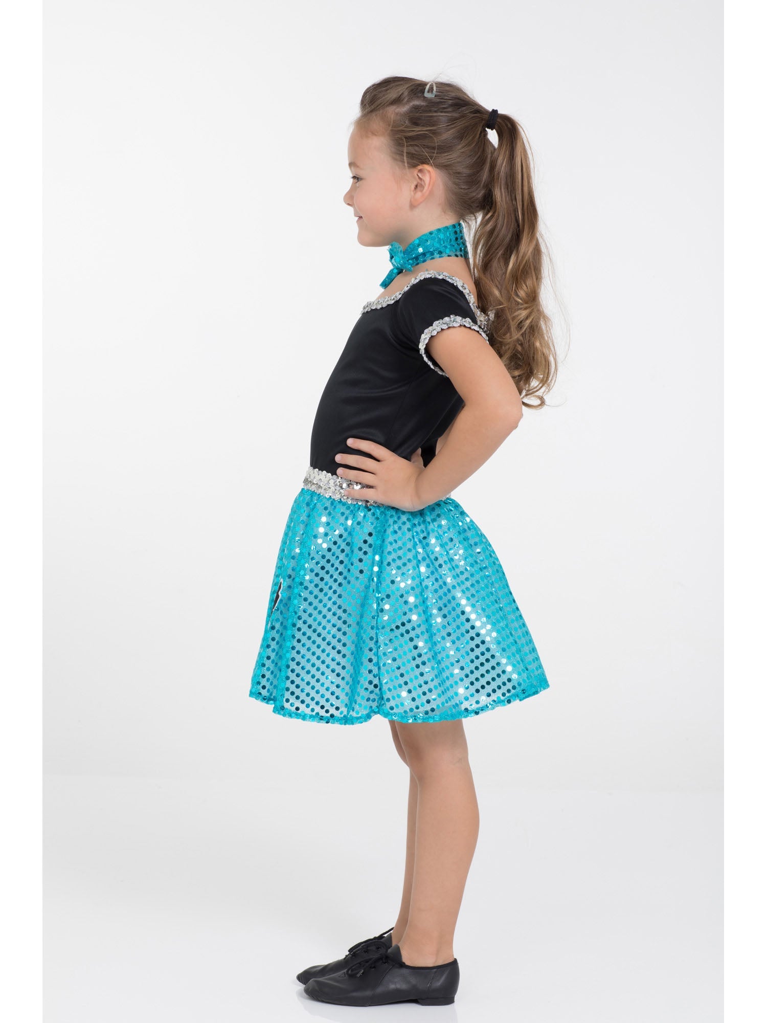 Rock and Roll Sequin Dress Turquoise Poodle Girl Costume 2