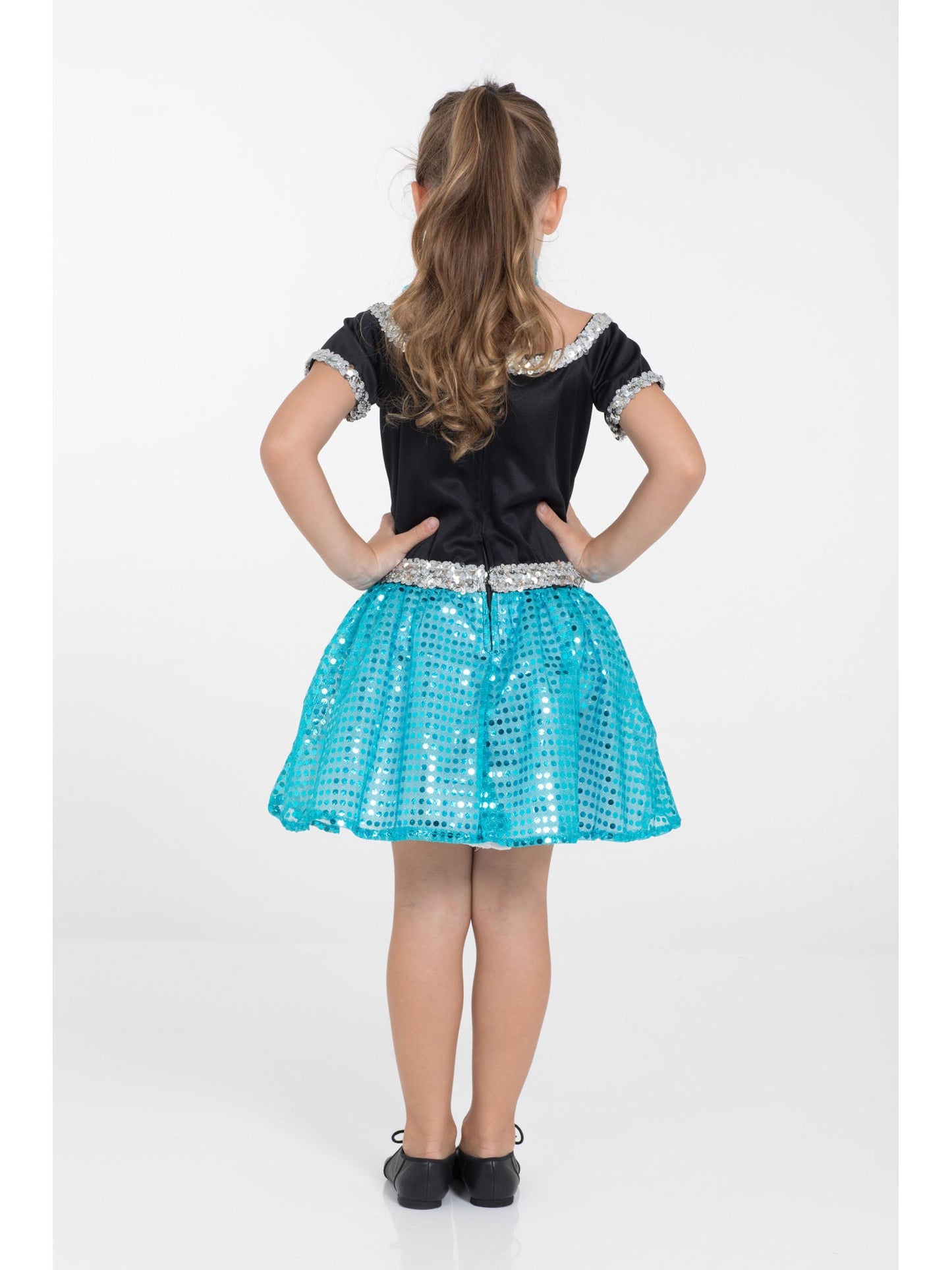 Rock and Roll Sequin Dress Turquoise Poodle Girl Costume 3