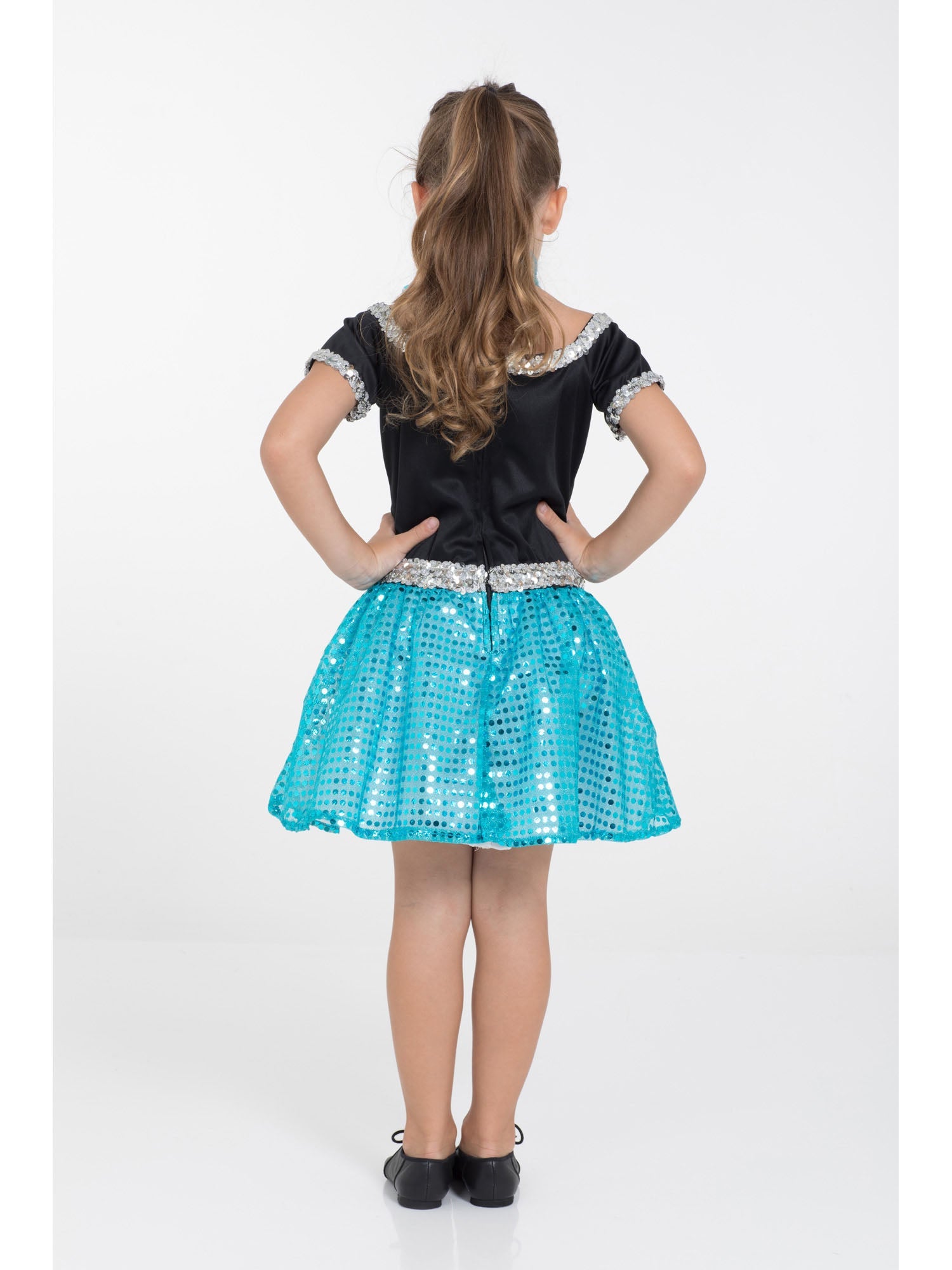 Rock and Roll Sequin Dress Turquoise Poodle Girl Costume 3