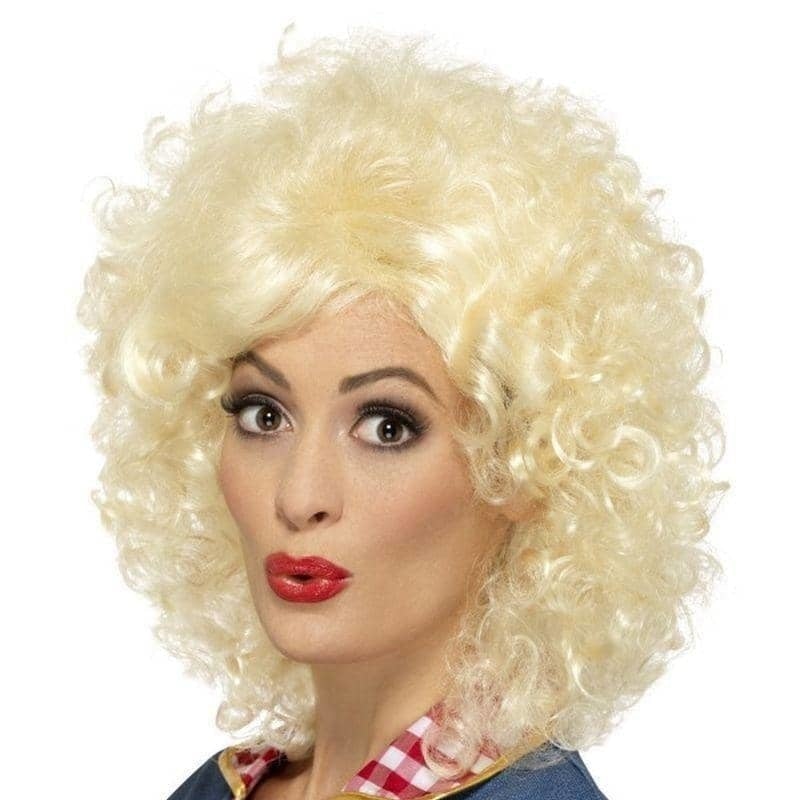 Rodeo Doll Wig Adult Blonde Curls Western Cowgirl Costume Accessory 1