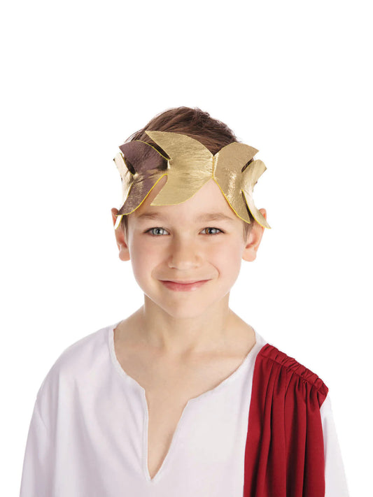 Roman Emperor Childrens Costume White Toga Red Shawl 2
