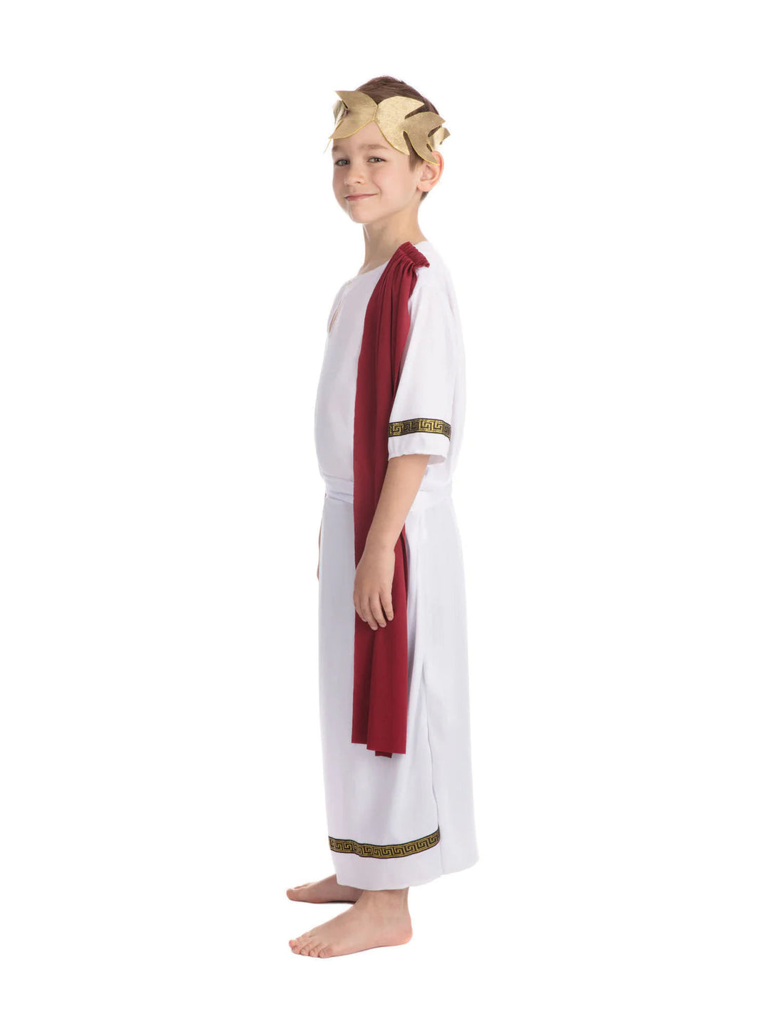 Roman Emperor Childrens Costume White Toga Red Shawl