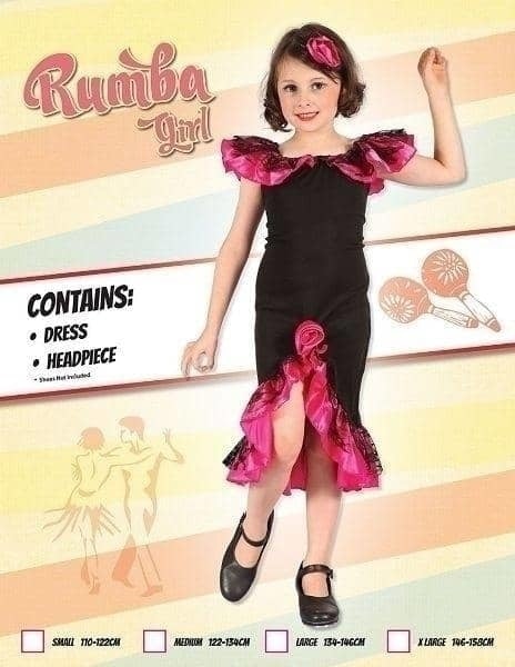 Rumba Girl Black/Pink Childrens Costume_1