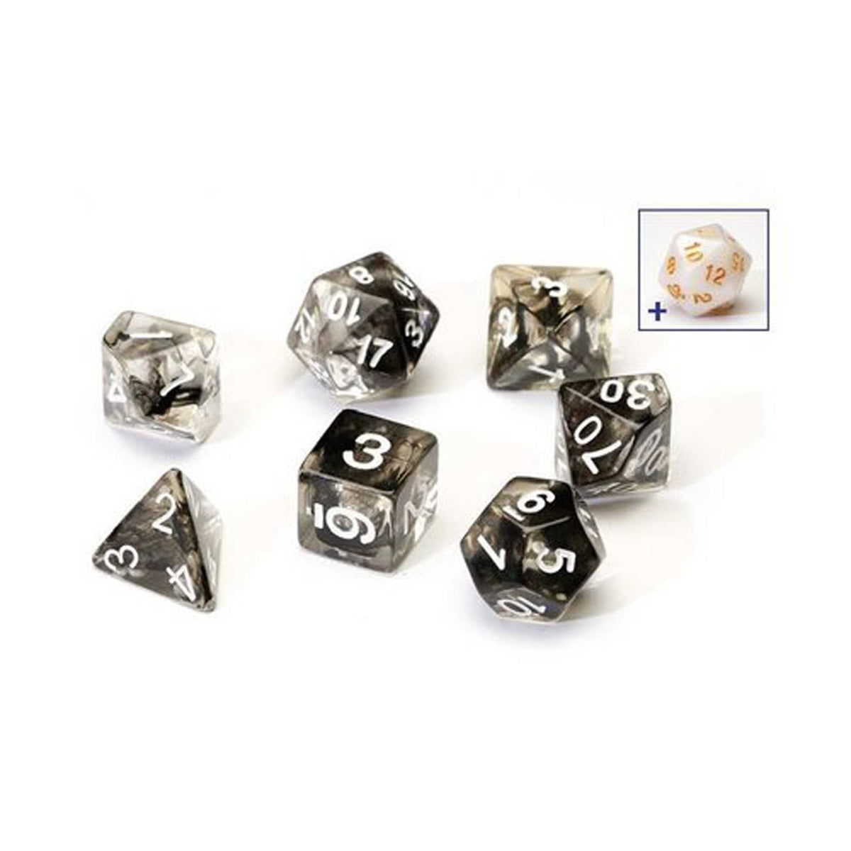 Polyhedral Dice: Black Cloud Transparent 1