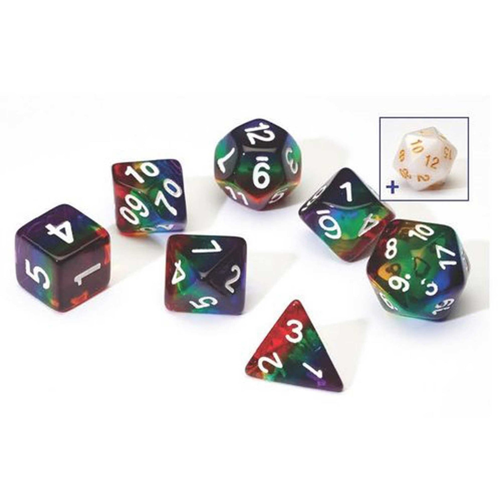 Rainbow Translucent Poly Set Sirius Dice Gaming Accessory 1