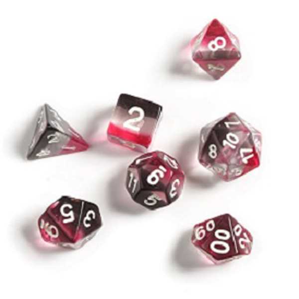 Pink/ Clear/ Black Resin Polyhedral Dice Set - Sirius Dice 1