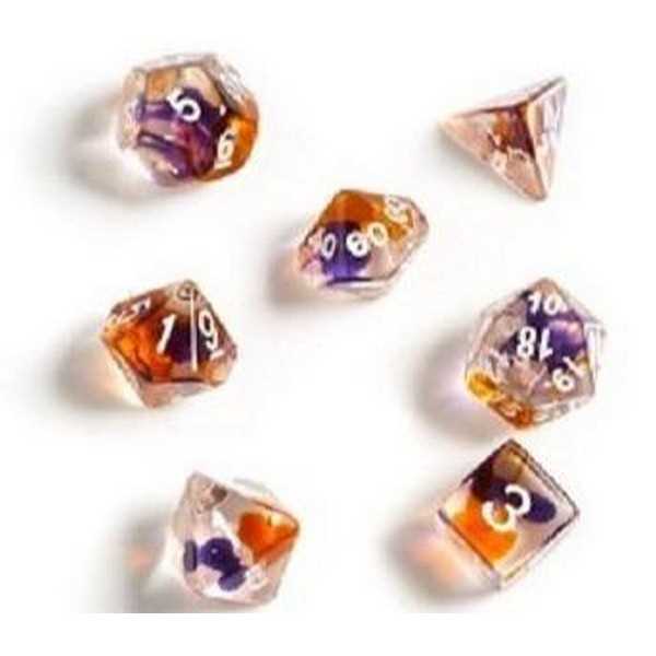 Purple/ Orange/ Clear Polyhedral Dice Set - Sirius Dice 1
