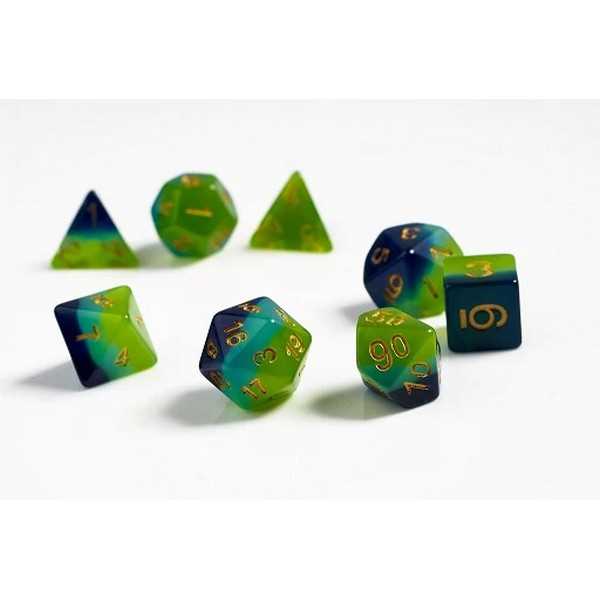 Polyhedral Dice: Green & Blue Translucent