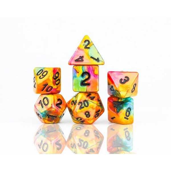 Rainbow Gold Polyhedral Dice Set Sirius Dice Gaming Accessory 1