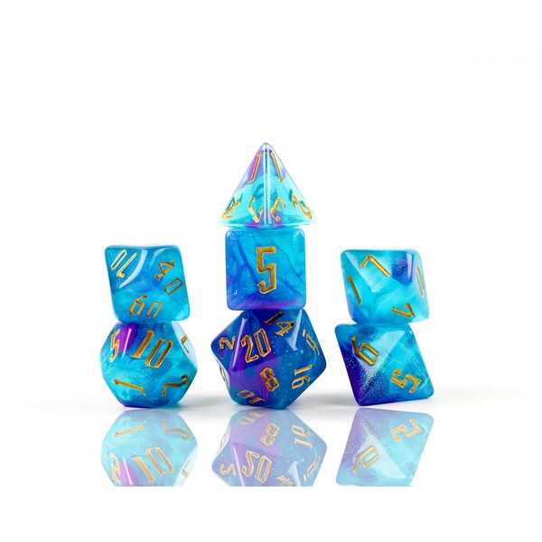 Sirius Dice: Cerulean Nebula Poly Set 1