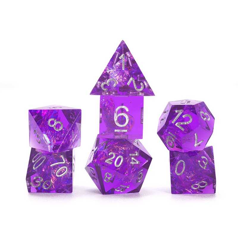 Sirius Dice: Sharp Purple Fairy 7-Piece Polyhedral Dice Set 1