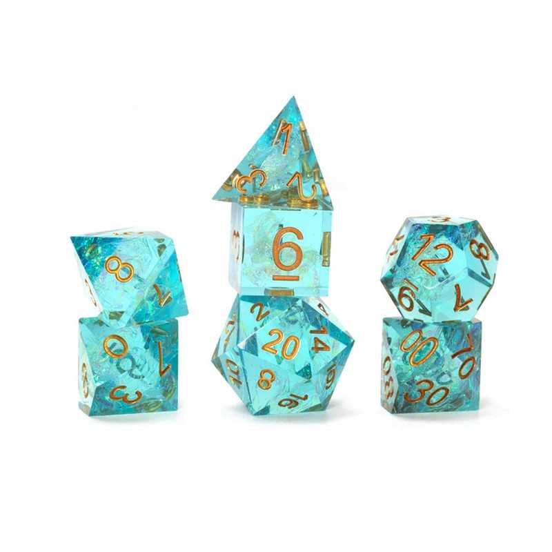 Sirius Dice: Sharp Aqua Fairy 7-Piece Polyhedral Dice Set 1