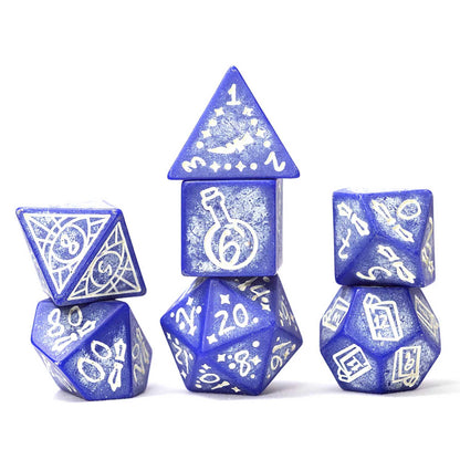 Sirius Dice: Illusory Stone - Purple Agate 7-Piece Polyhedral Dice Set 2