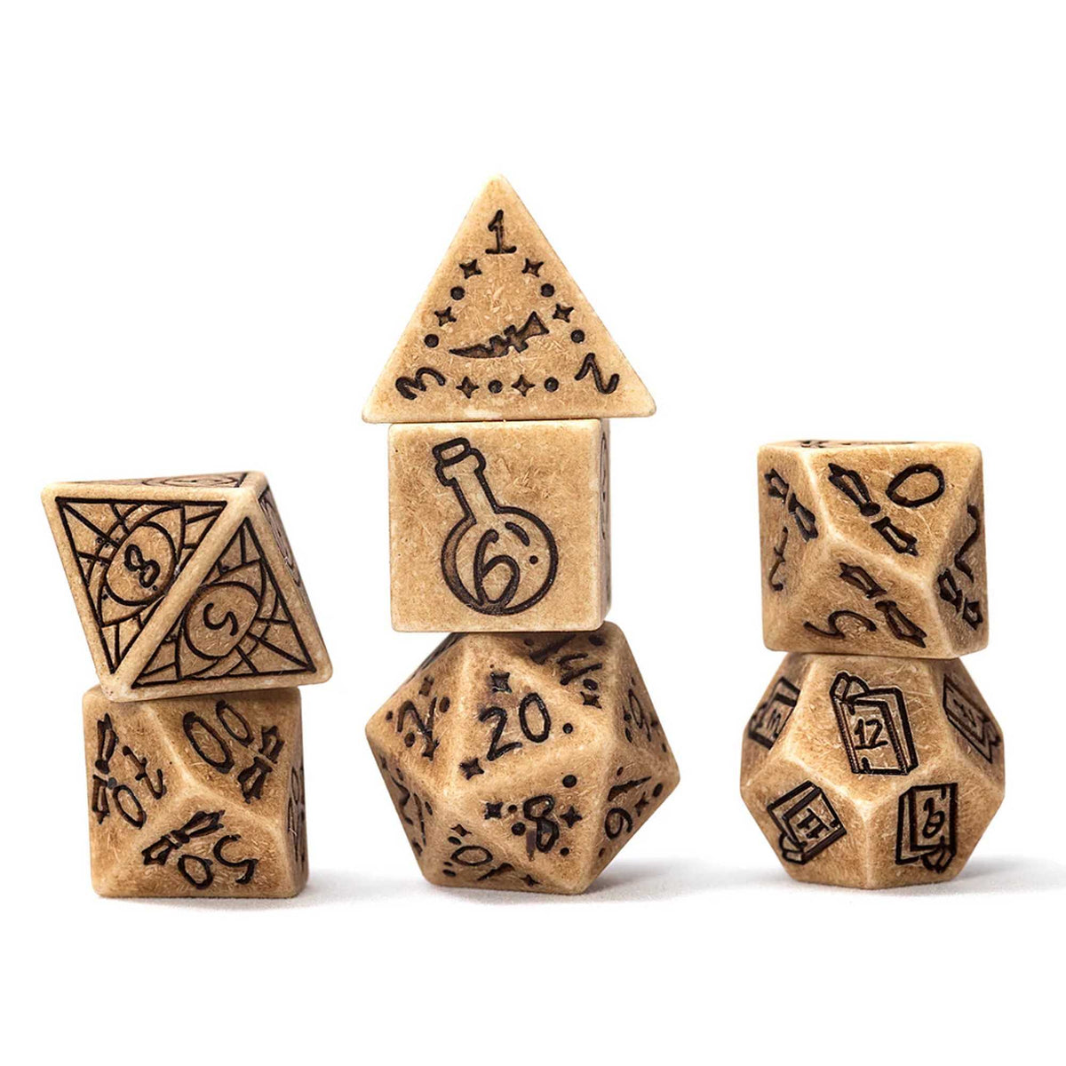 Sirius Dice: Illusory Stone - Sandstone 7-Piece Polyhedral Dice Set 2
